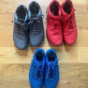 Red, Blue, and Gray NoBull Shoes Set
